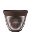 Doniczka z kompozytu BRĄZOWA W BIAŁE PASY 38x30cm