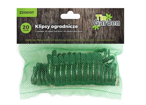 Klipsy ogrodnicze ZIELONE dwa rozmiary 20szt