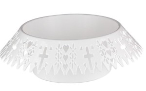 Miska KORONKA 25cm BIAŁA nagrobkowa, cmentarna PLASTIKOWA