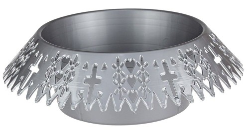Miska KORONKA 25cm SREBRNA nagrobkowa, cmentarna PLASTIKOWA