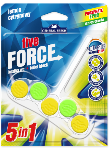 Kostka do WC koszyk CYTRYNOWY 1szt 5in1 GENERAL FRESH