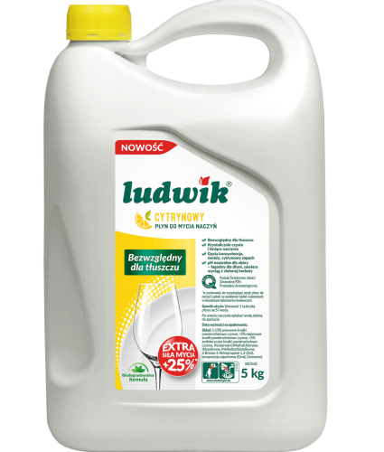 Płyn do naczyń cytryna  z zieloną herbatą 5kg LUDWIK