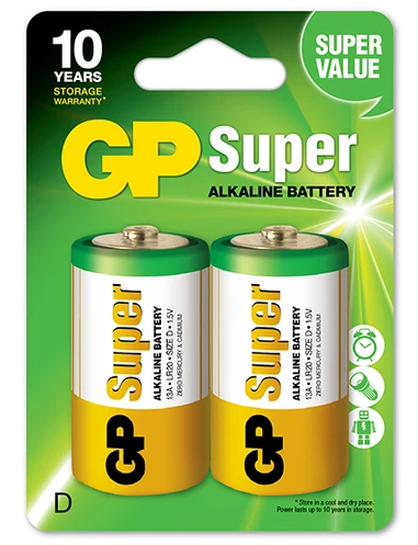 Baterie R20 Super alkaliczne D 2szt GP