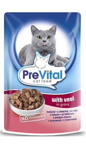 Saszetka z cielciną w sosie dla kota PREVITAL 100g