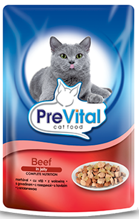 Saszetka z wołowiną w galaretce dla kota PREVITAL 100g