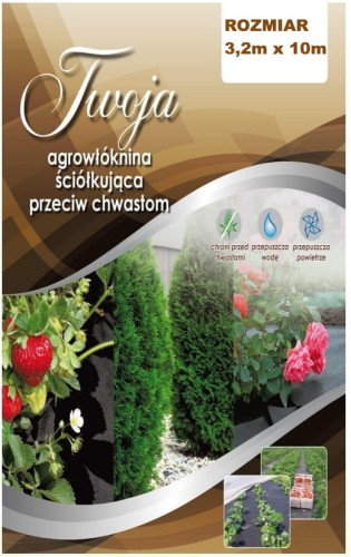 Agrowłóknina czarna Ściółkująca p-50 TWOJA 3,2x10m