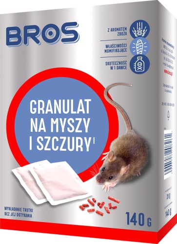 Granulat myszy i szczury 140g pudełko BROS 