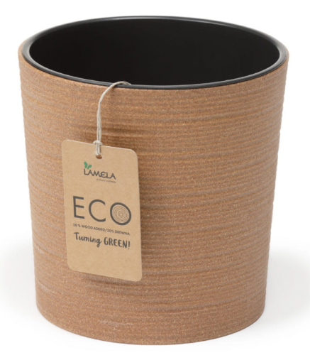 Doniczka Malwa Dłuto ECO 25cm BRĄZOWA z wkładem LAMELA