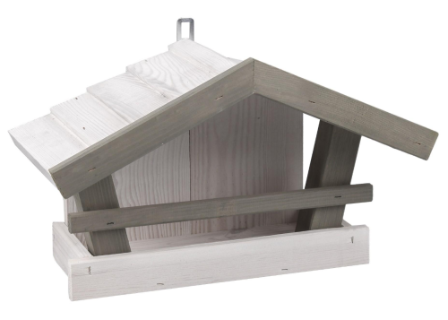 Karmnik dla ptaków przyścienny BIAŁY drewniany