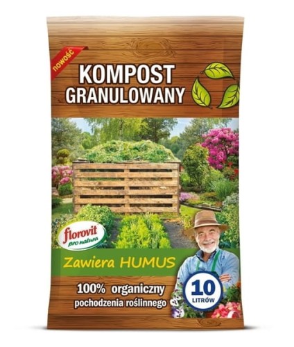 Kompost granulowany zawiera HUMUS 10L FLOROVIT