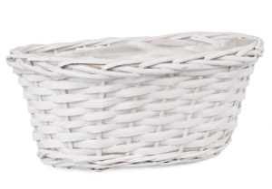 Koszyk Balkonówka wiklinowa BIAŁA z folią 36cm HC163082