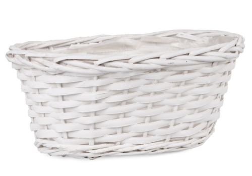 Koszyk Balkonówka wiklinowa BIAŁA z folią 36cm HC163082