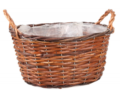 Koszyk owalny z uchwytami z wikliny naturalny 28cm HC08230.S
