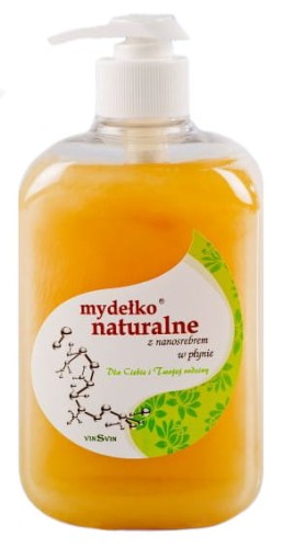 Mydełko NATURALNE w płynie z pompką z NANOSREBREM 500ml