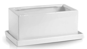 Doniczka ceramiczna RYNNA z podstawką biała szkliwiona 33cm