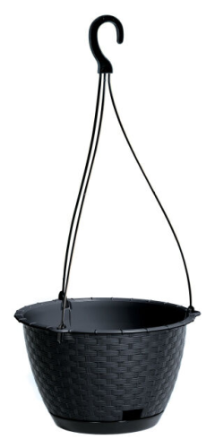 Doniczka Wisząca RATOLLA z podstawką TECHNO RATTAN Antracyt 25cm