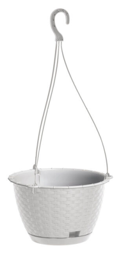 Doniczka Wisząca RATOLLA z podstawką TECHNO RATTAN Biały 22,7cm