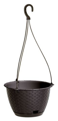 Doniczka Wisząca RATOLLA z podstawką TECHNO RATTAN Brąz 22,7cm