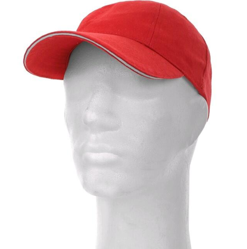 Czapka BAWEŁNIANA z daszkiem i odblaskiem Red Czerwona BASEBALL