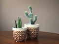 Doniczka ceramiczna VINTAGE brązowa zdobiona w kwiaty 15cm