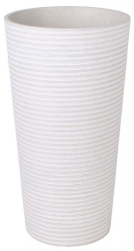 Donica z kompozytu Eco BIAŁA z rowkami  PRZECIERANA 25x46 cm GSPL2546.BK