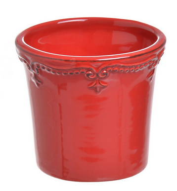 Doniczka ceramiczna KAKTUSÓWKA mini zdobiona CZERWONA