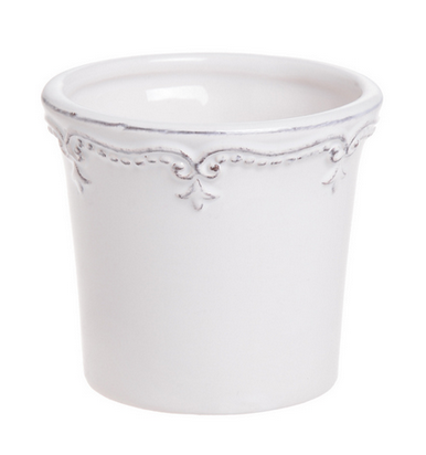 Doniczka osłonka ceramiczna MINI 9cm zdobiona BIAŁA