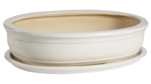 Doniczka ceramiczna BIAŁA matowa BONSAI z podstawką 19cm