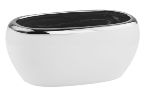 Doniczka ceramiczna owalna white&silver BIAŁA 27cm