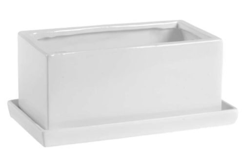 Doniczka ceramiczna  Rynna z podstawką BIAŁA