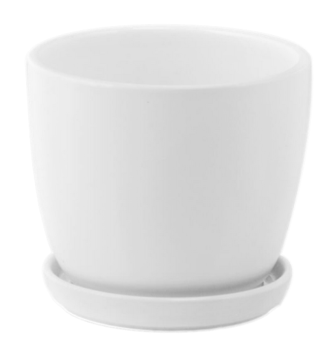 Doniczka ceramiczna BIAŁA z przyklejoną podstawką szkliwiona 17cm