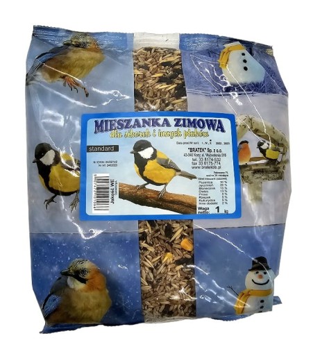 Mieszanka zimowa dla ptaków ziarna 1kg BRATEK