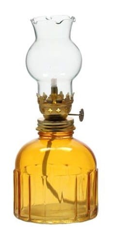 Lampa naftowa żółty kolor szkła DEKORACYJNA i PRAKTYCZNA