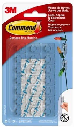 Haczyki przeźroczyste mini COMMAND 20szt MOCNO SIĘ TRZYMA