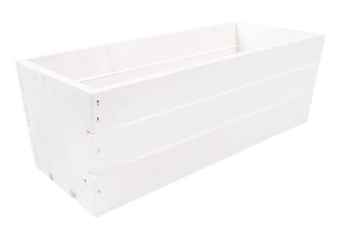 Drewniana skrzynka BIAŁA na kwiaty i zioła 40x18x15 cm