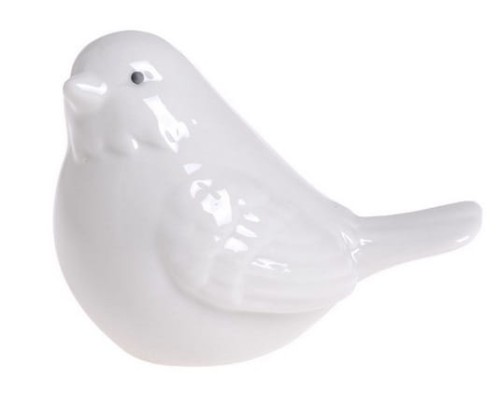 Ptaszek ceramiczny BIAŁY dekoracyjna figurka CANEA 9,5cm