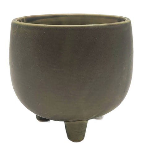 Doniczka ceramiczna NA nóżkach ZIELONA 14cm