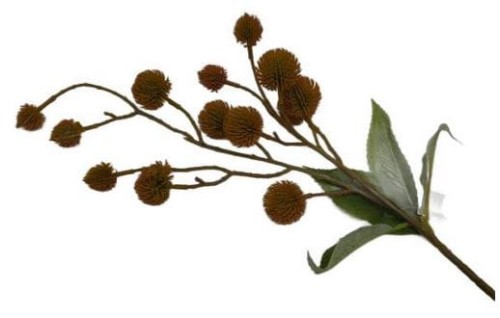 Sztuczna roślina gałązka z kuleczkami BURGUNDOWA lub MUSZTARDOWA