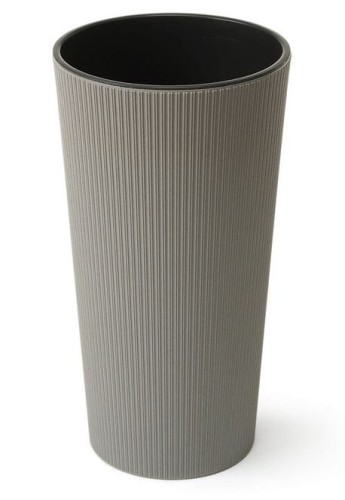 Doniczka LILIA jumpe Eco-wood 300 szara + wkład LAMELA
