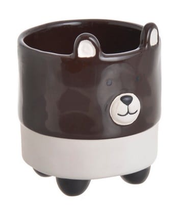 Doniczka ceramiczna MIŚ na nóżkach BRĄZOWY dla dzieci 9cm