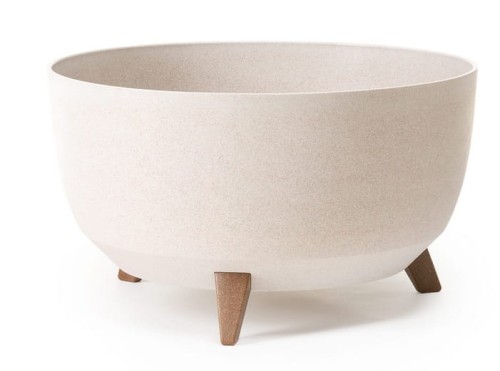 Doniczka misa na nóżkach ROMA E-wood 40cm biała/beżowa