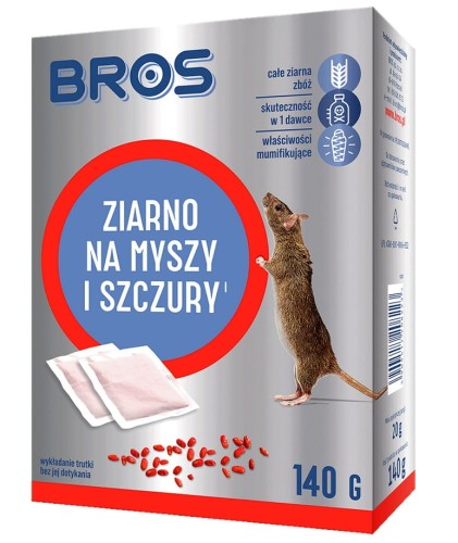 Ziarno na myszy i szczury w saszetkach 140g BROS