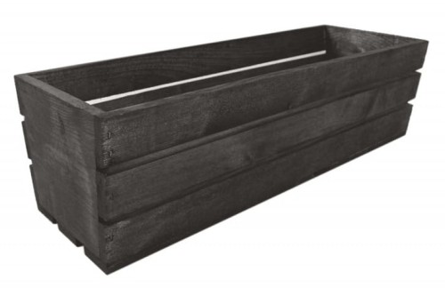 Drewniana skrzynka CZARNA na kwiaty i zioła 60x18x15 cm