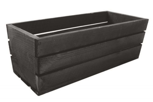 Drewniana skrzynka CZARNA na kwiaty i zioła 40x18x15 cm