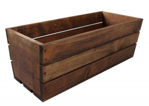 Drewniana skrzynka BRĄZOWA na kwiaty i zioła 40x18x15 cm