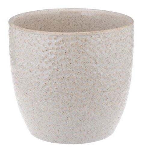 Doniczka ceramiczna OLIMPIA Beżowa wypukły wzór 14cm 