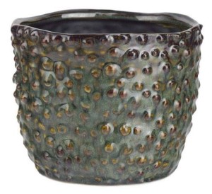 Doniczka osłonka ceramiczna nieregularny kształt ZIELONO-BRĄZOWA 17cm NEW