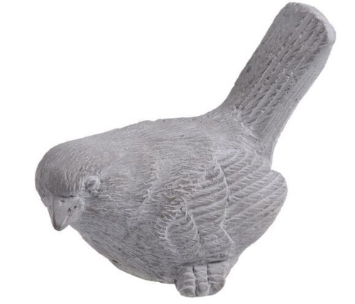 Figurka ptaszek cementowy DUŻY szary masywny 16cm