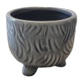 Doniczka osłonka ceramiczna 13cm Na nóżkach OLIWKOWA 