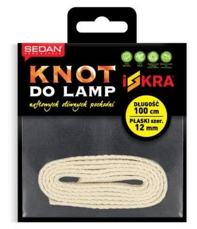 Knot do lamp naftowych POCHODNI płaski BAWEŁNIANY 12mm/ 100cm